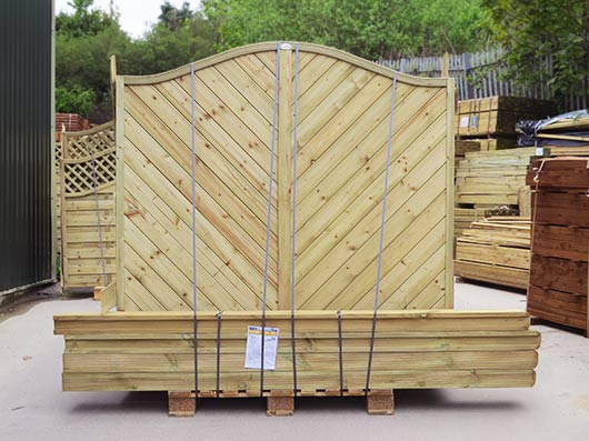 Continental Panels and posts on a pallet ready for courier delivery