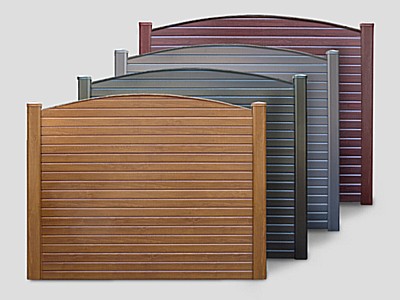 Woodgrain (Plastic) PVC Gravel Board Curved Top Section - Curved Top On A Complete Panel