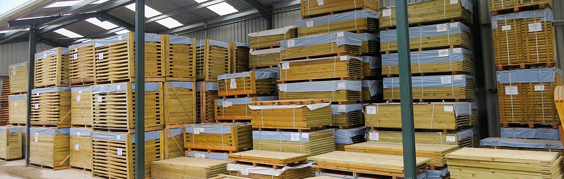 Continental Fence Panels in Pennine Fencing's Warehouse