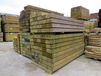 Timber Sleepers and Boards in our Storage Yard