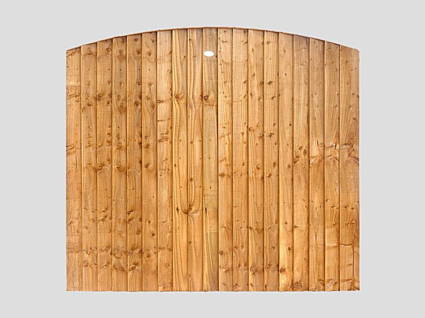 Curved Feather Edge Vertical Tanalized Brown Panels - Front of Curved Feather Edge Tanalized Brown Panel